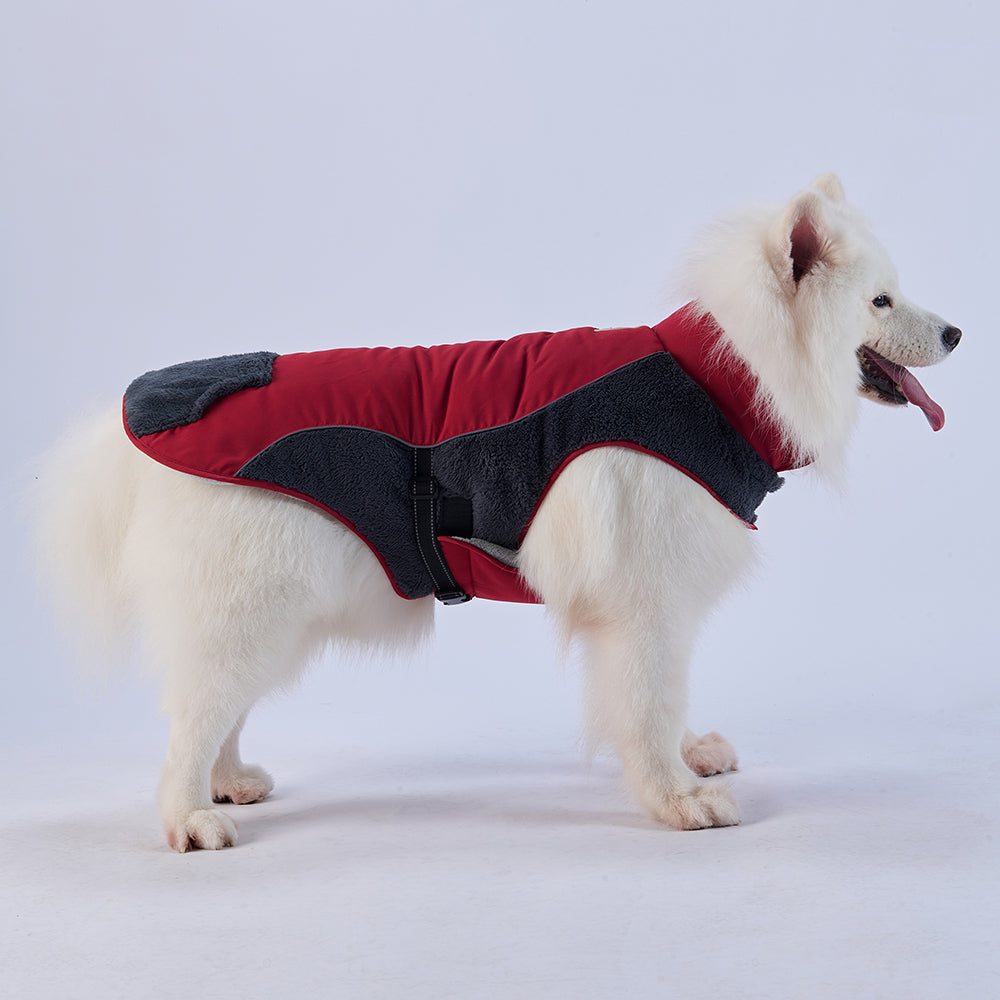 Cozy Pocket Dog Coat with Fleece Panels