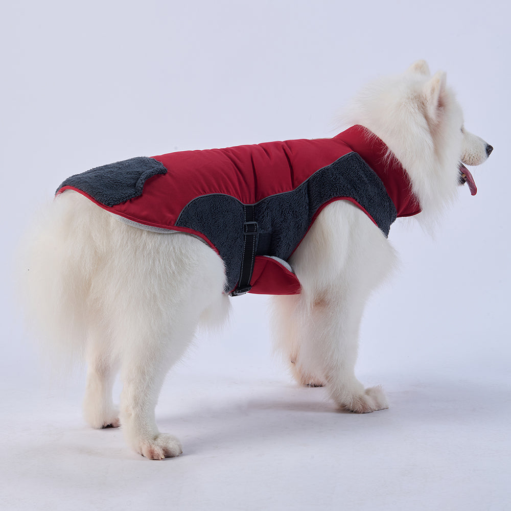 Cozy Pocket Dog Coat with Fleece Panels