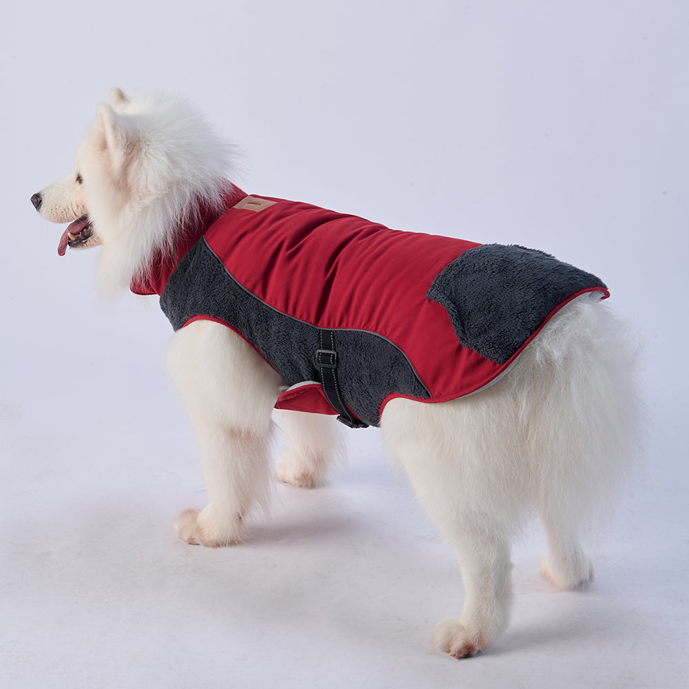 Cozy Pocket Dog Coat with Fleece Panels