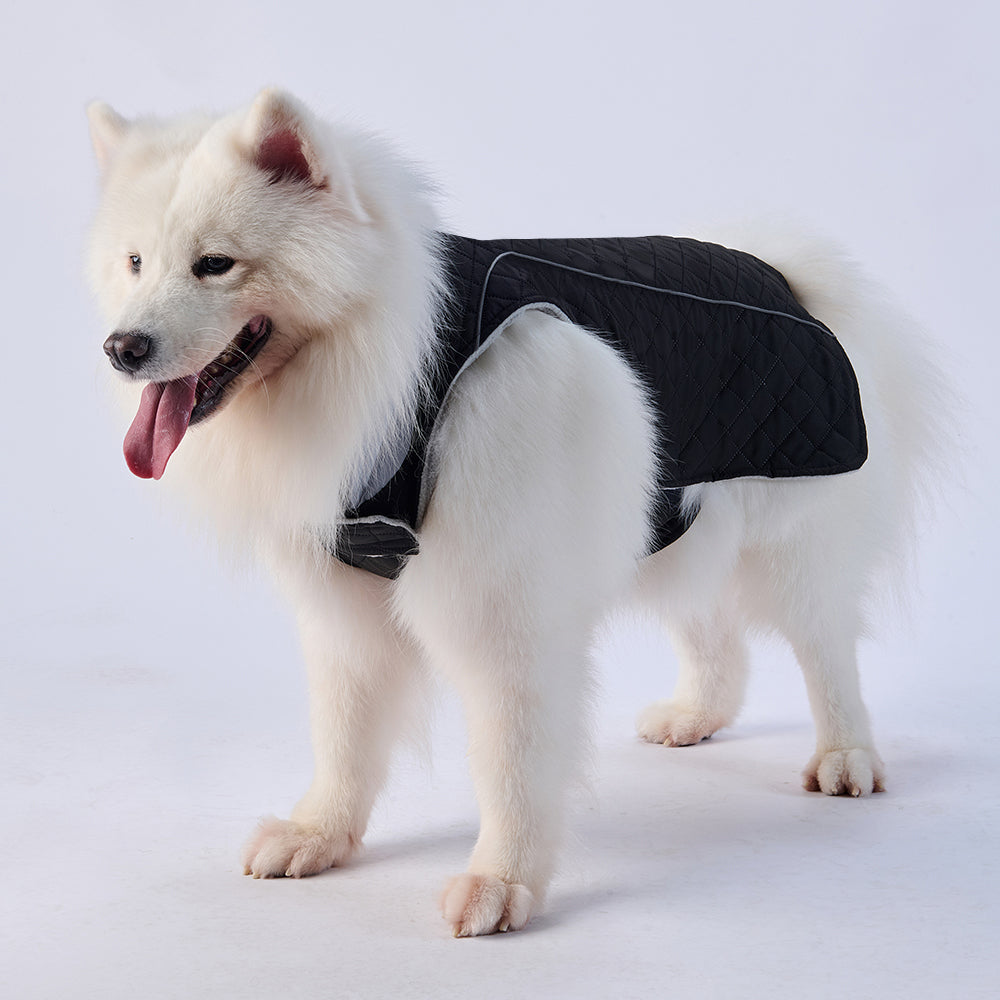 Quilted High‑Collar Dog Vest with Fleece Lining