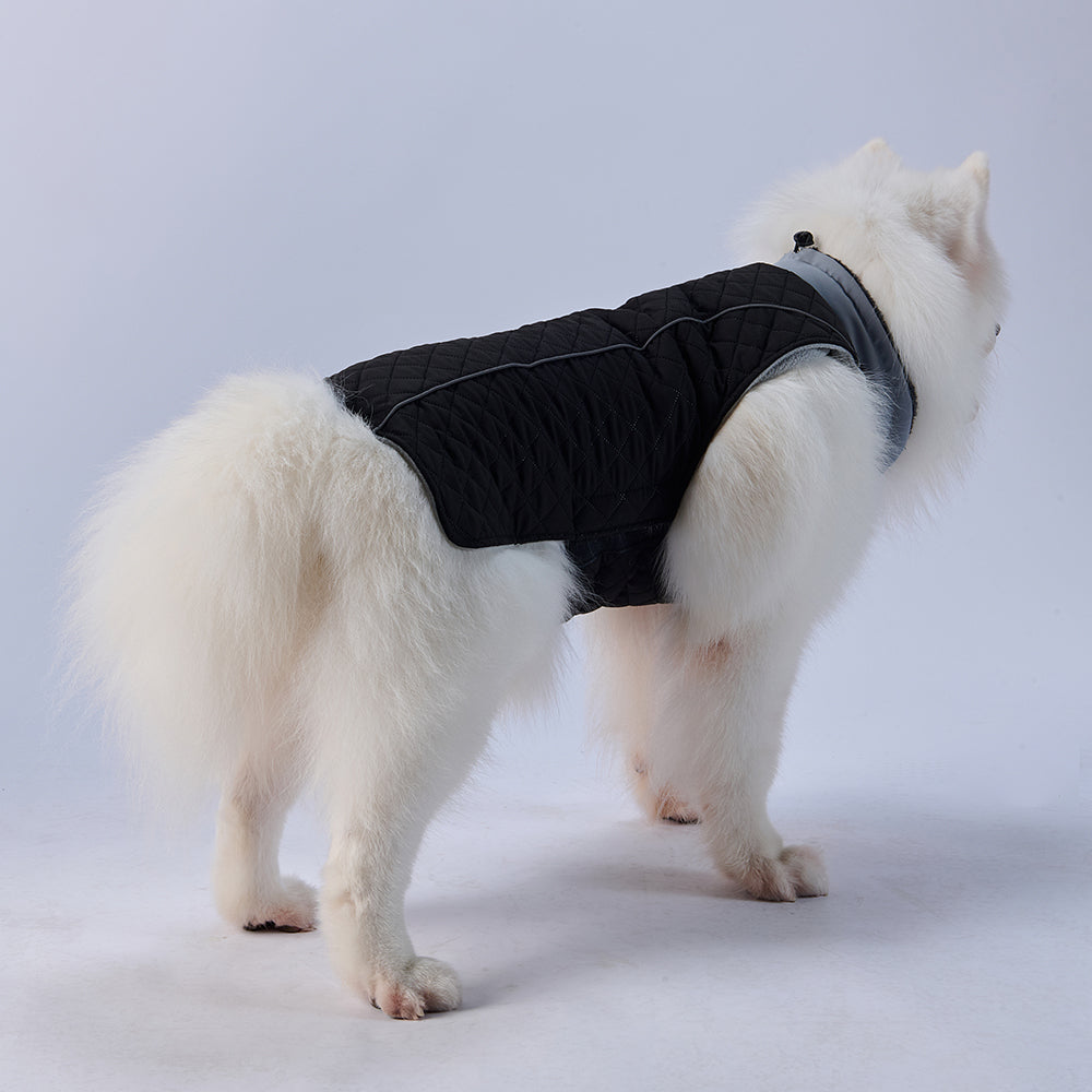 Quilted High‑Collar Dog Vest with Fleece Lining