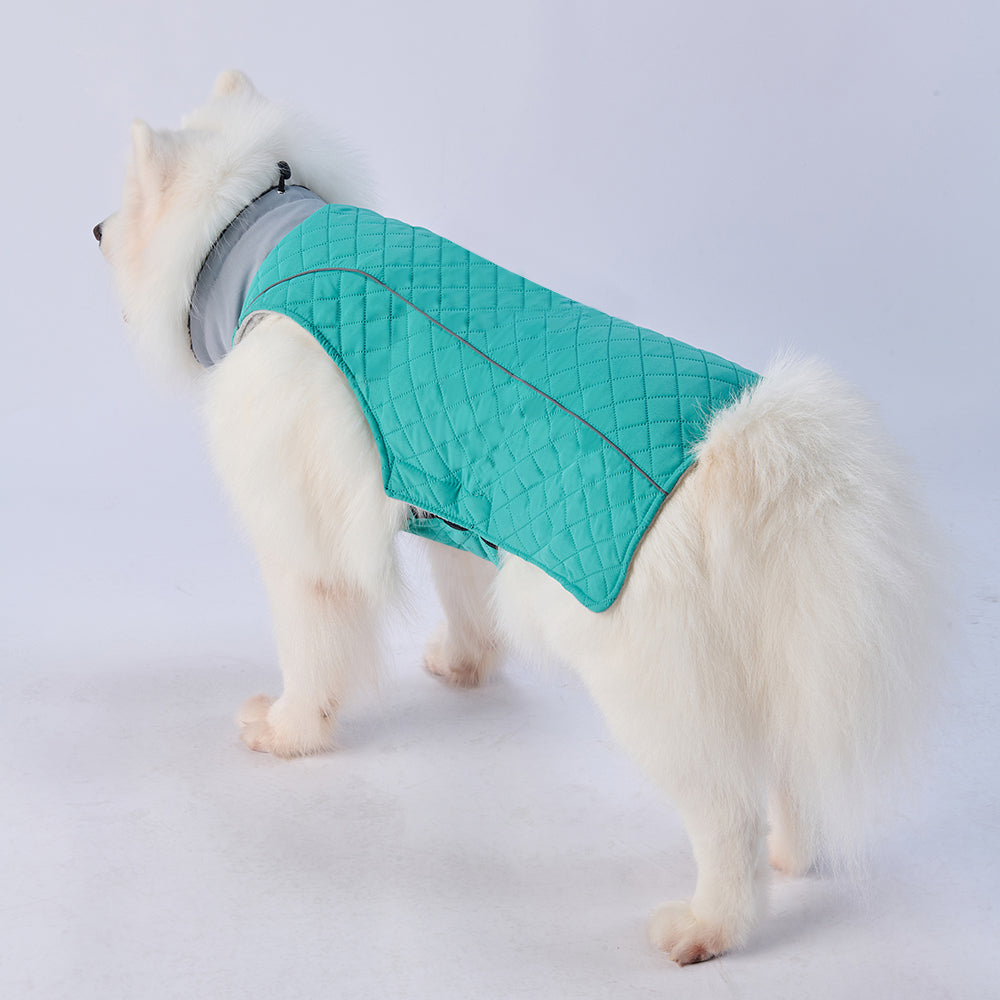 Quilted High‑Collar Dog Vest with Fleece Lining
