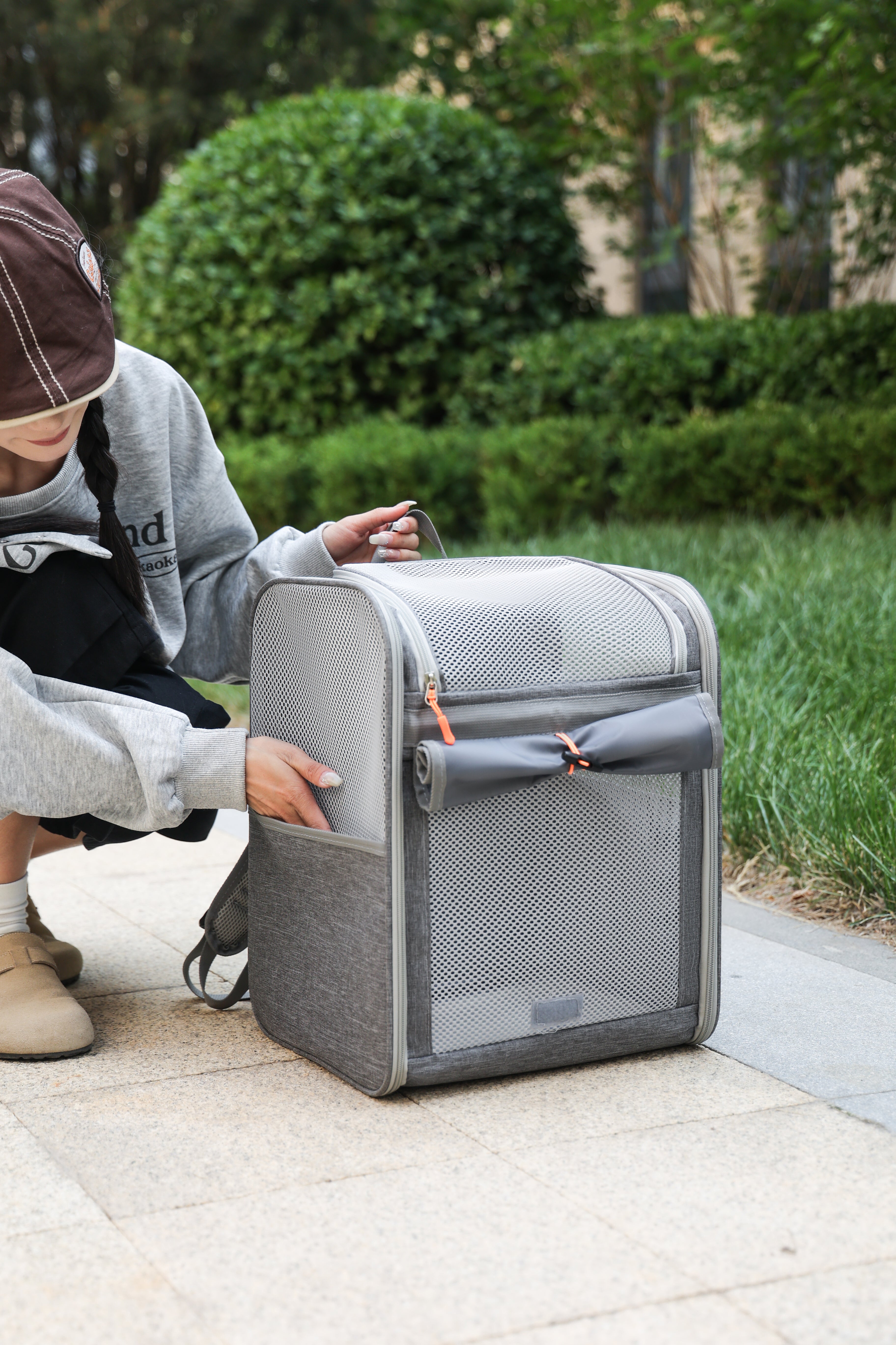 UrbanPaws Versatile Pet Backpack – Roll-Top & Luggage-Ready