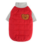 Bear Patch 2‑Piece Dog Outfit (Vest + Striped Turtleneck)