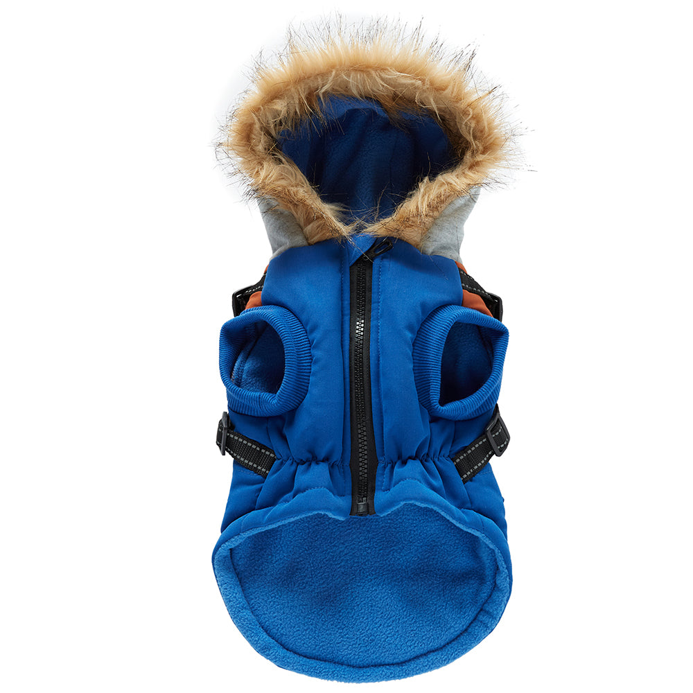 Faux‑Fur Trim Hooded Harness Dog Parka