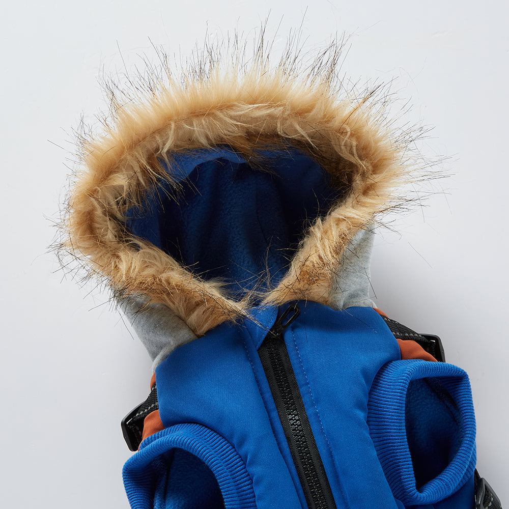 Faux‑Fur Trim Hooded Harness Dog Parka