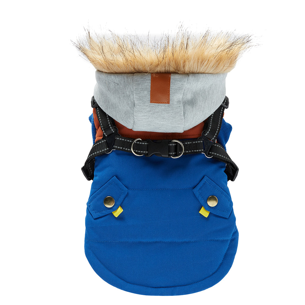 Faux‑Fur Trim Hooded Harness Dog Parka