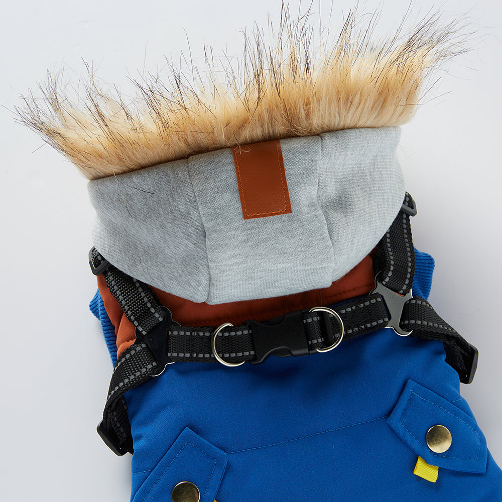 Faux‑Fur Trim Hooded Harness Dog Parka