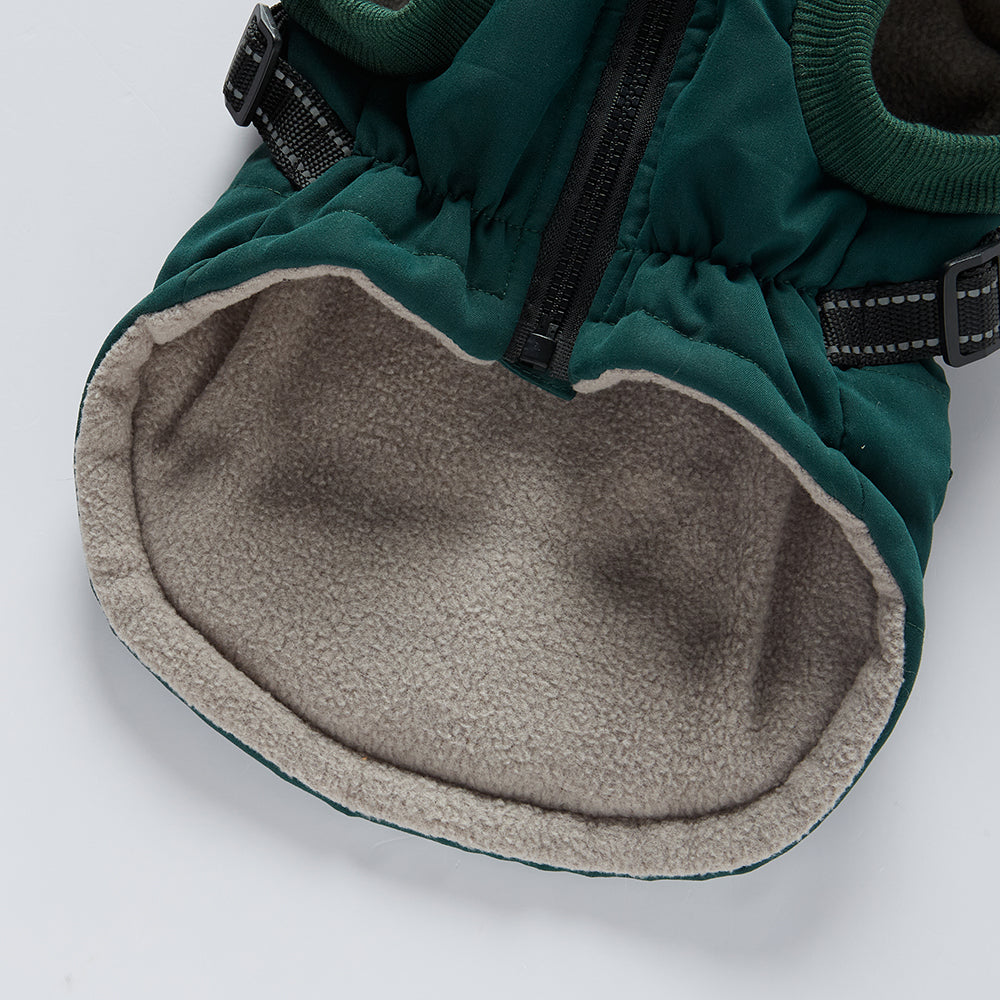 Faux‑Fur Trim Hooded Harness Dog Parka