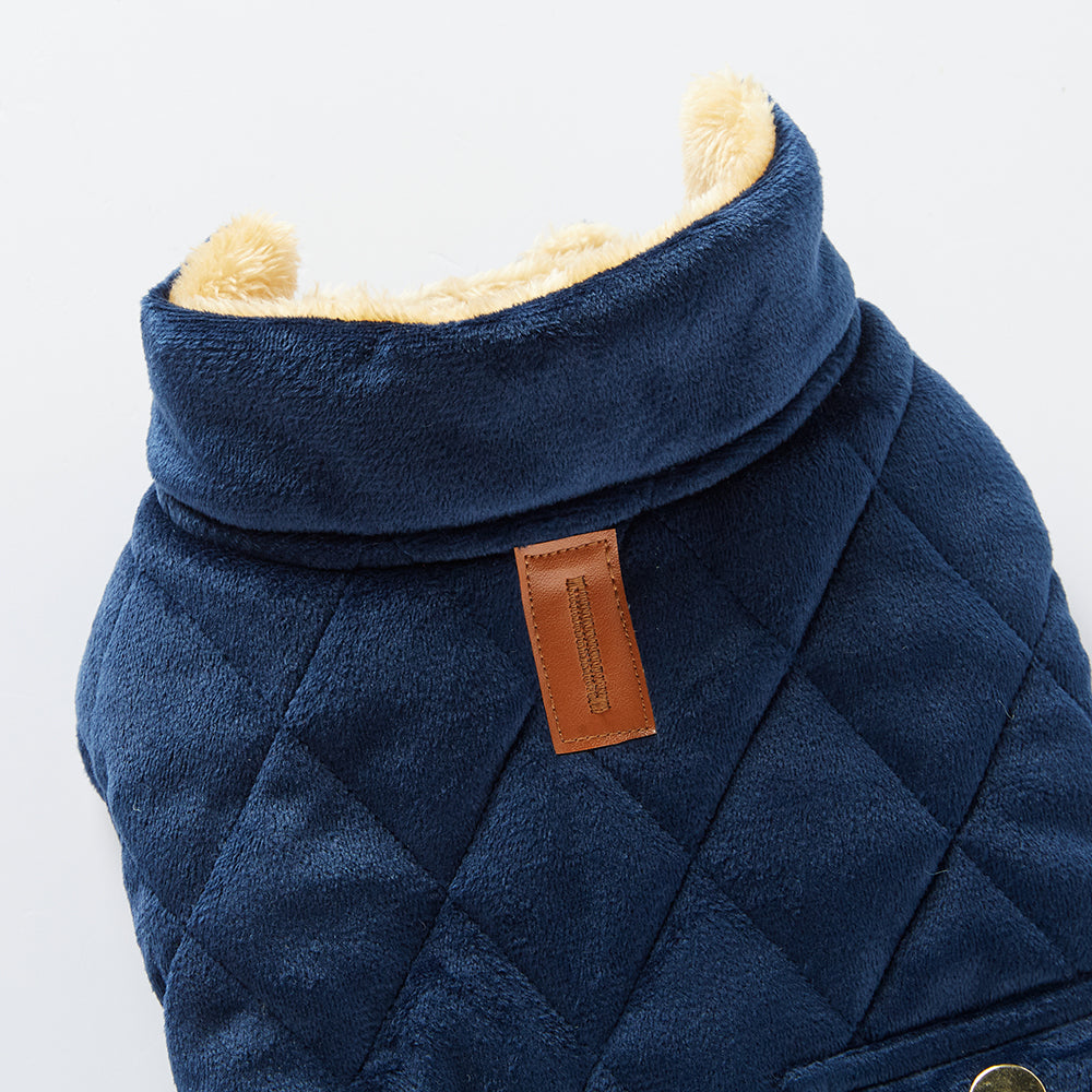 Quilted Plush Dog Jacket with Pockets