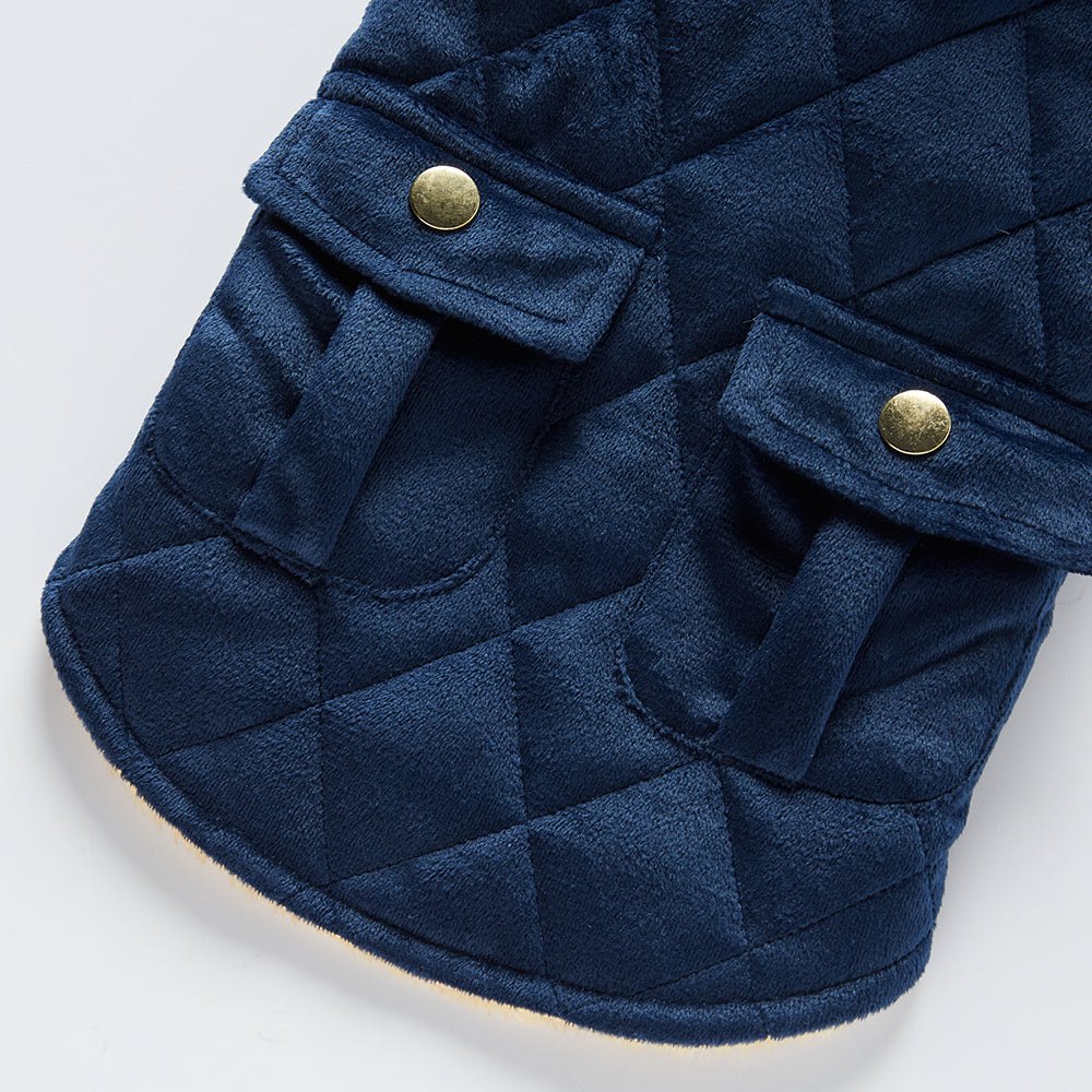 Quilted Plush Dog Jacket with Pockets