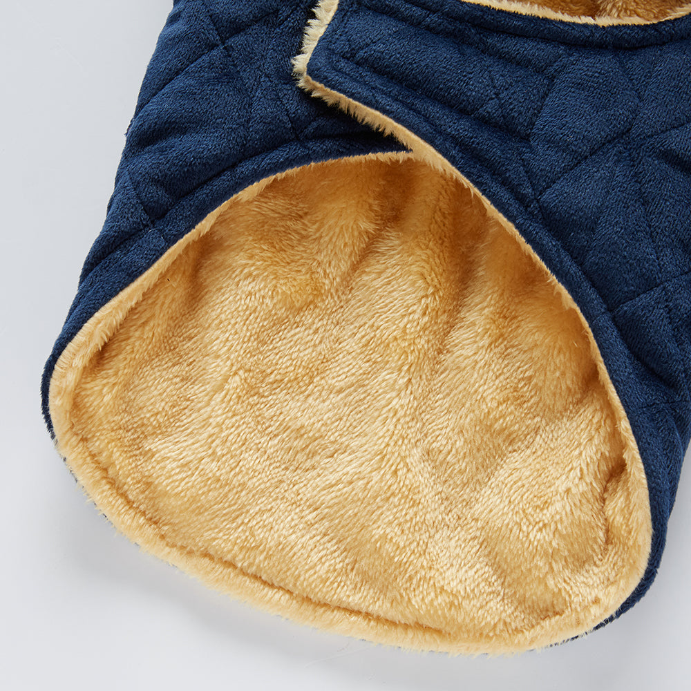 Quilted Plush Dog Jacket with Pockets