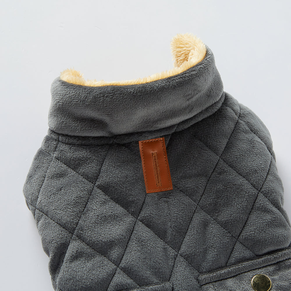 Quilted Plush Dog Jacket with Pockets