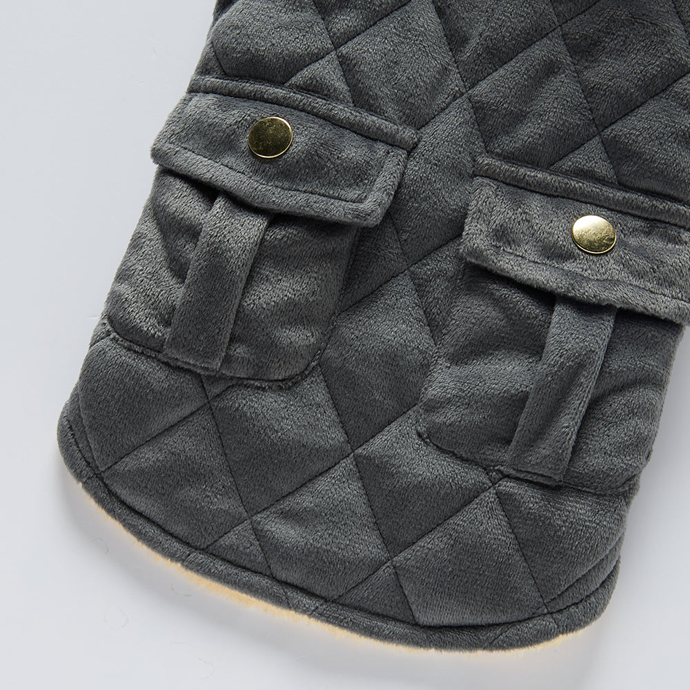 Quilted Plush Dog Jacket with Pockets