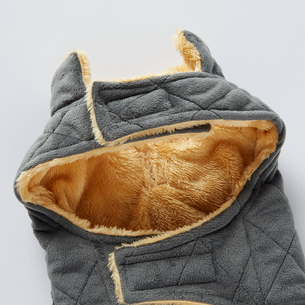 Quilted Plush Dog Jacket with Pockets