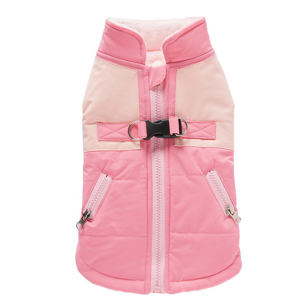 Colorblock Harness Dog Puffer Jacket