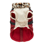 Leopard Faux‑Fur Collar Harness Dog Vest
