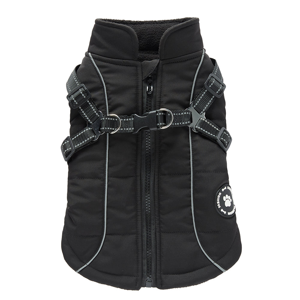 Reflective Piped Built‑in Harness Dog Vest