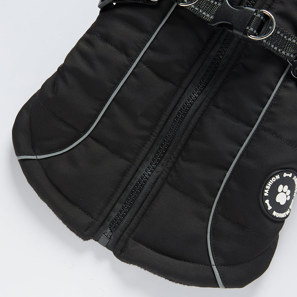 Reflective Piped Built‑in Harness Dog Vest