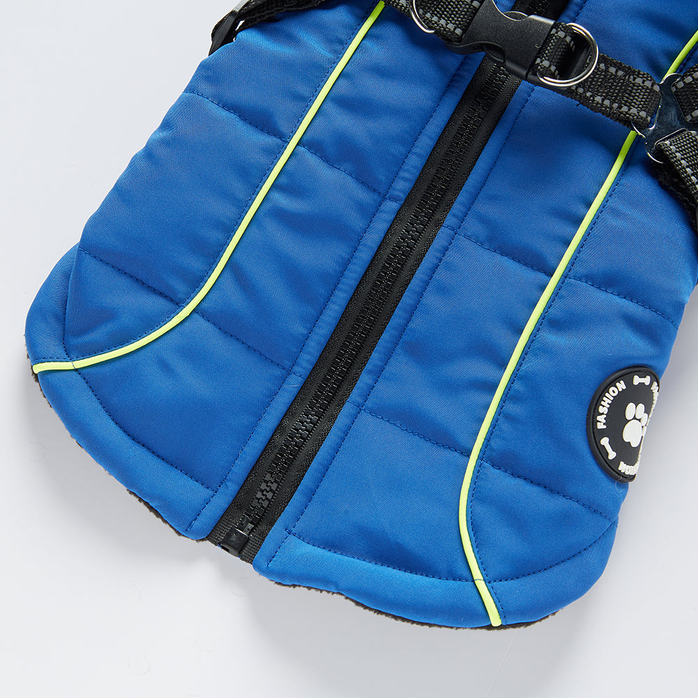 Reflective Piped Built‑in Harness Dog Vest