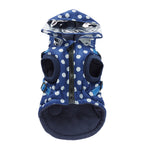 Polka Dot Hooded Dog Raincoat with Built‑in Harness