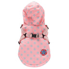 Polka Dot Hooded Dog Raincoat with Built‑in Harness