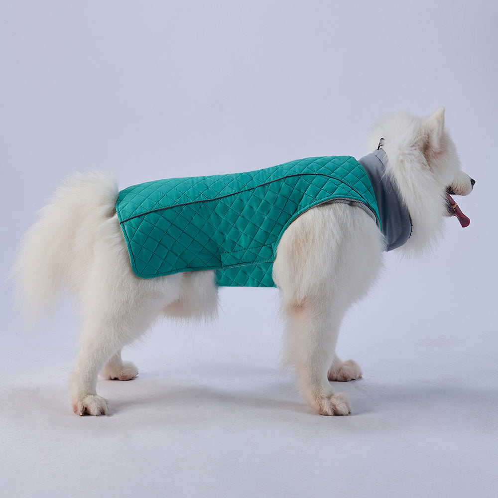 Quilted High‑Collar Dog Vest with Fleece Lining