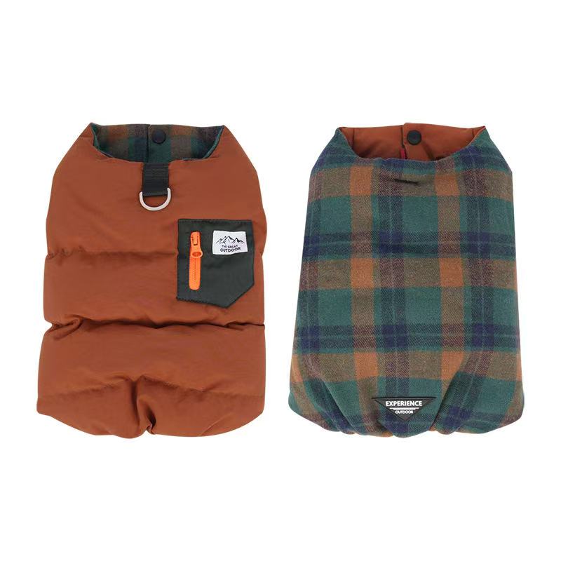 Plaid & Puffer Dog Vest Set