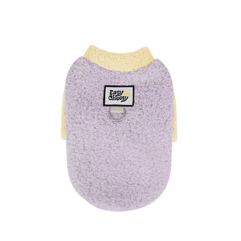 EasyCheesy Fuzzy Dog Sweater with Leash Ring