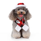 Christmas Dog Hat & Scarf Set – Cozy Red and Black Plaid with Festive Design