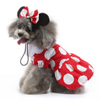 Minnie Mouse-Inspired Dog Dress with Ears and Polka Dots
