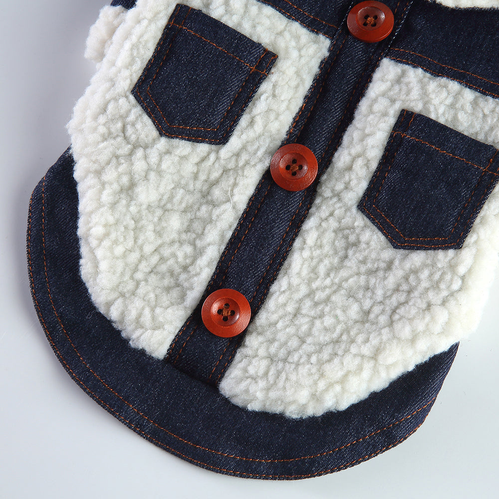 Denim Sherpa Dog Jacket