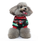 Festive Santa & Reindeer Print Fleece Dog Pajamas