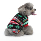 Festive Santa & Reindeer Print Fleece Dog Pajamas