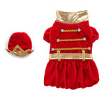 Royal Christmas Dog Dress with Crown – Red & Blue Options