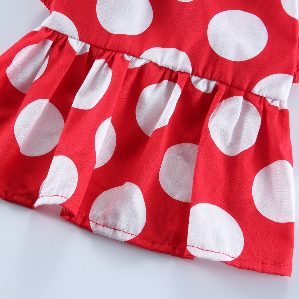 Minnie Mouse-Inspired Dog Dress with Ears and Polka Dots