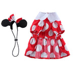 Minnie Mouse-Inspired Dog Dress with Ears and Polka Dots