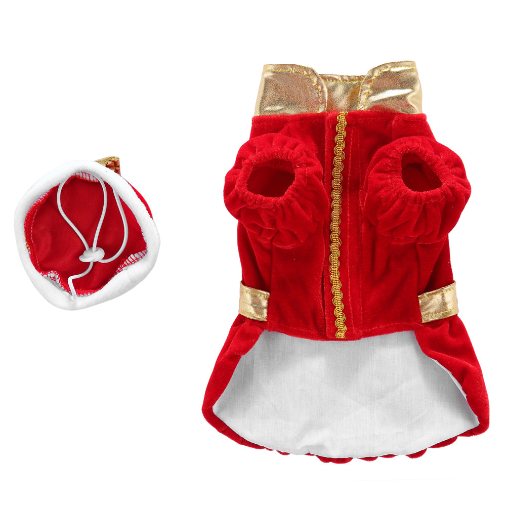 Royal Christmas Dog Dress with Crown – Red & Blue Options