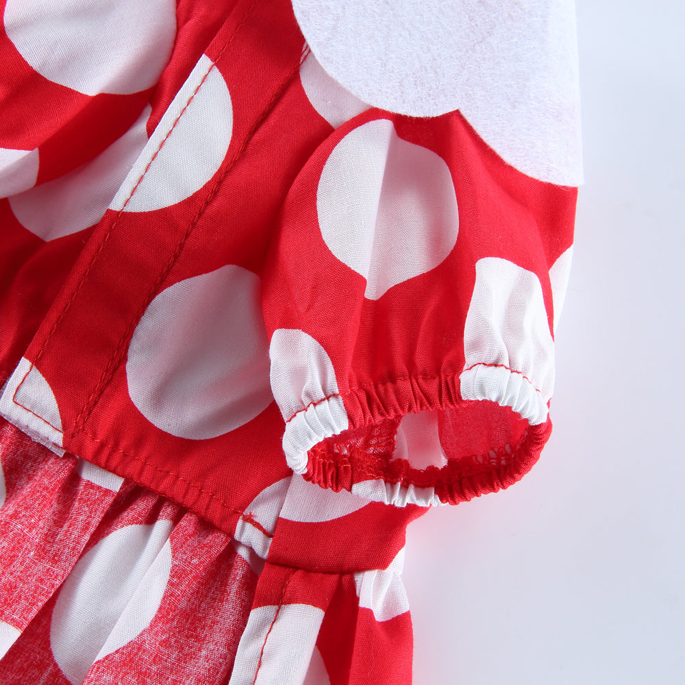 Minnie Mouse-Inspired Dog Dress with Ears and Polka Dots