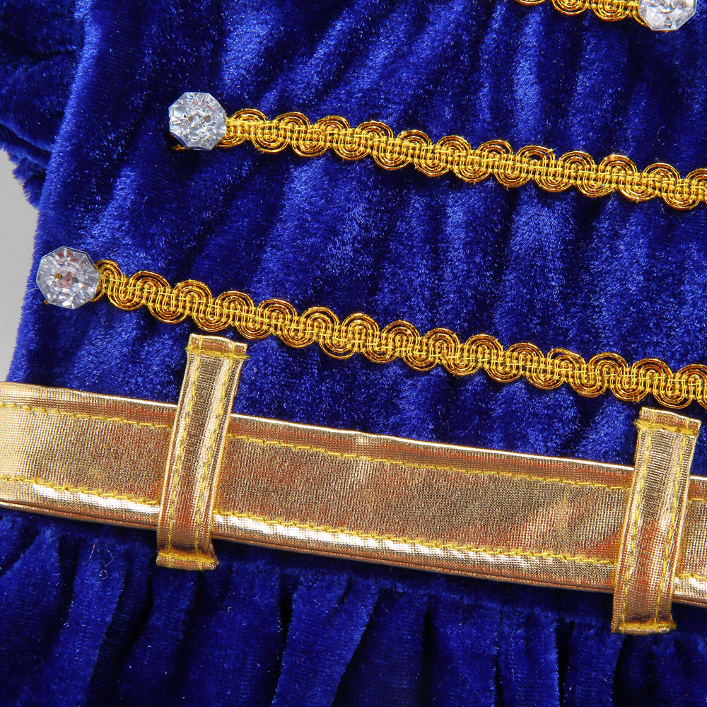 Royal Christmas Dog Dress with Crown – Red & Blue Options