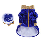 Royal Christmas Dog Dress with Crown – Red & Blue Options
