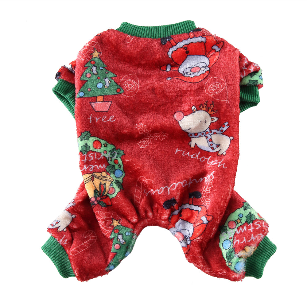 Festive Christmas Dog Jumpsuit with Santa Prints