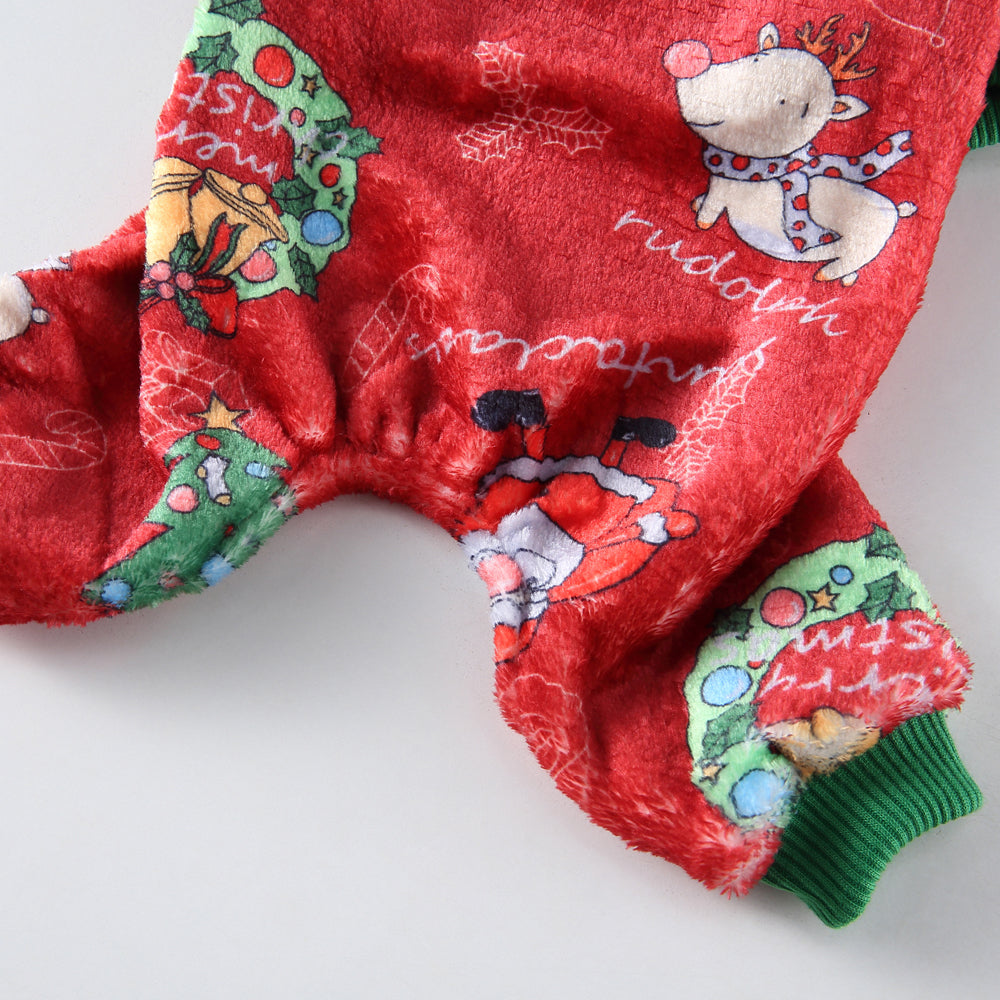 Festive Christmas Dog Jumpsuit with Santa Prints
