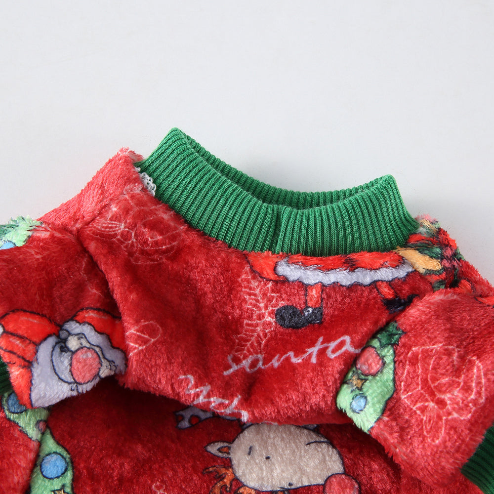 Festive Christmas Dog Jumpsuit with Santa Prints