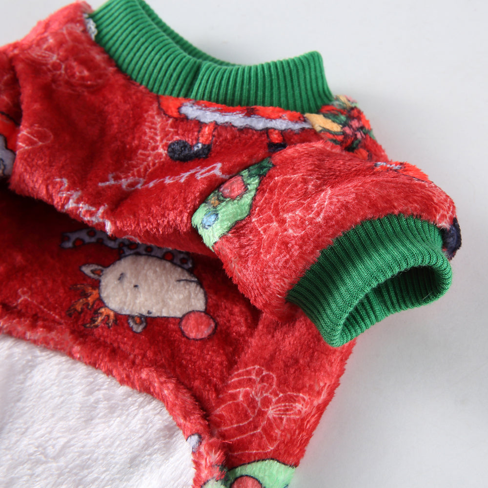 Festive Christmas Dog Jumpsuit with Santa Prints