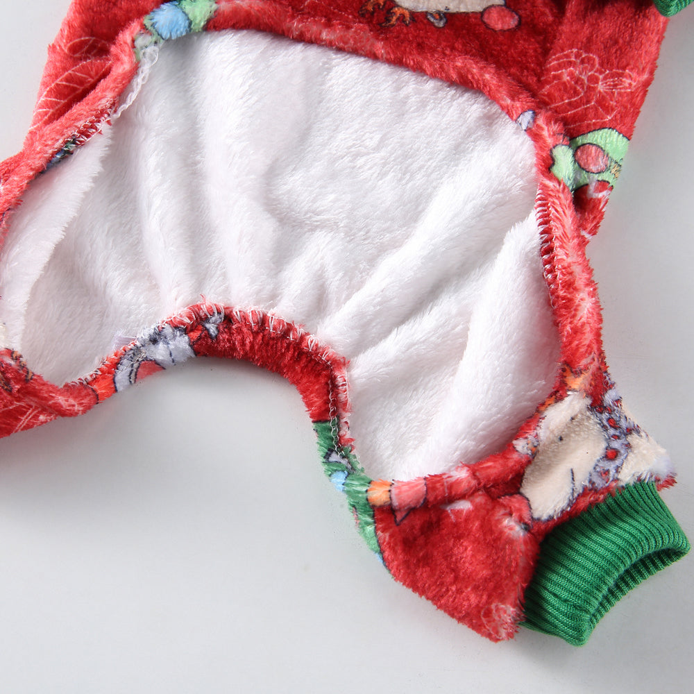 Festive Christmas Dog Jumpsuit with Santa Prints