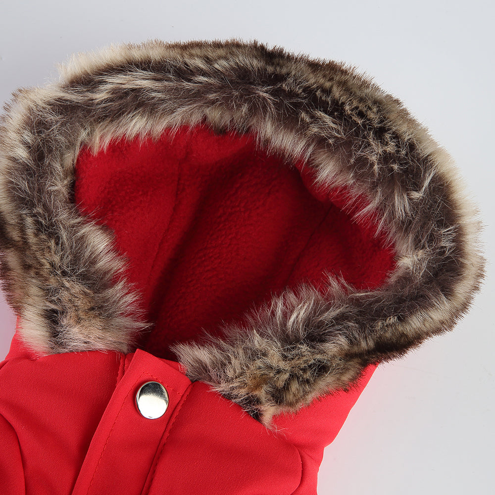Faux Fur Hooded Parka Dog Jacket