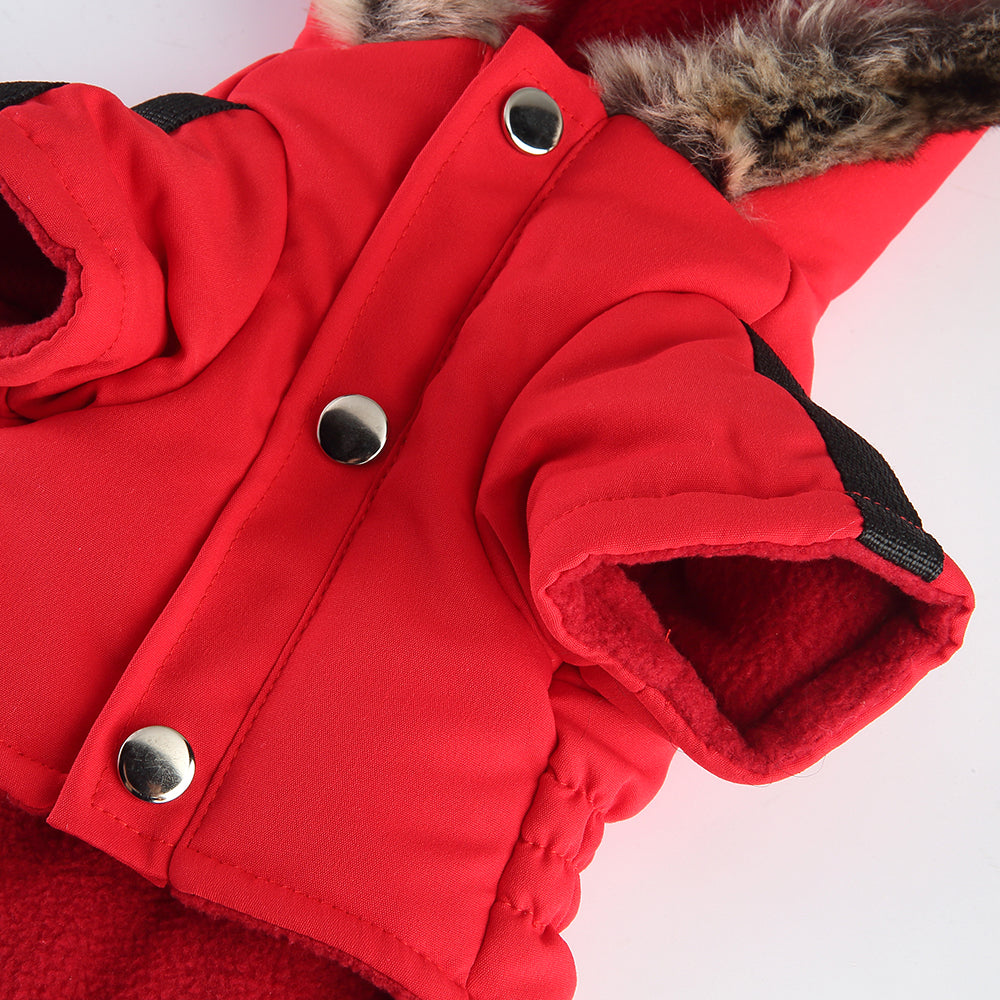 Faux Fur Hooded Parka Dog Jacket