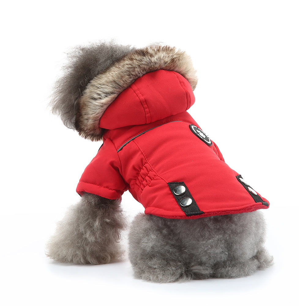 Faux Fur Hooded Parka Dog Jacket