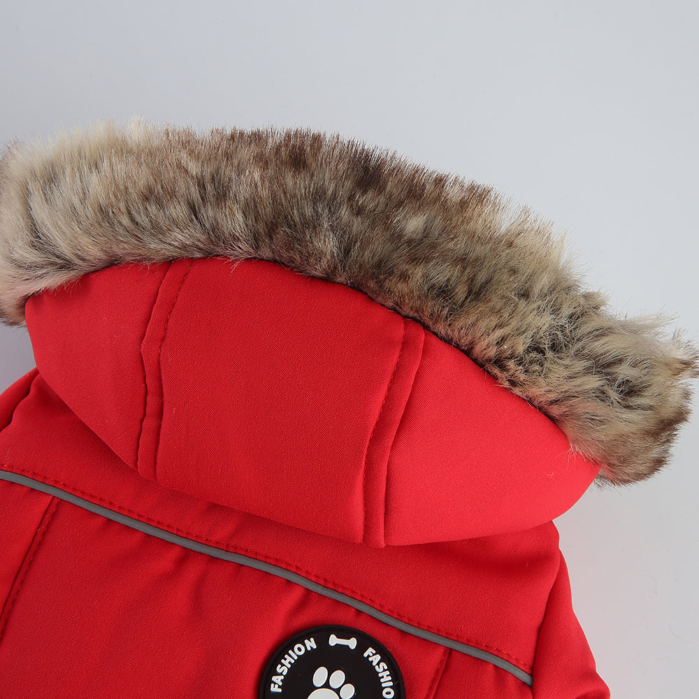 Faux Fur Hooded Parka Dog Jacket